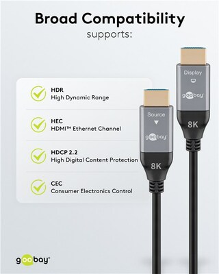 Kábel HDMI M/F 20m, Ultra High Speed+Eth, 8K@60Hz, HDMI 2.1, 48G, G pozl. kon., čierny