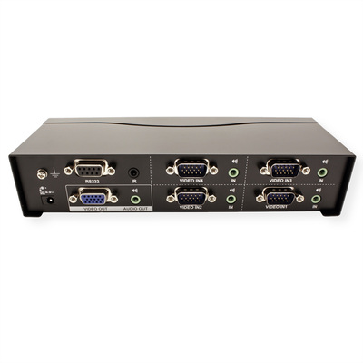 Video selektor/switch VGA+audio 4IN/1OUT, 300Mzh, 1920x1440@60Hz, Audio, RS232