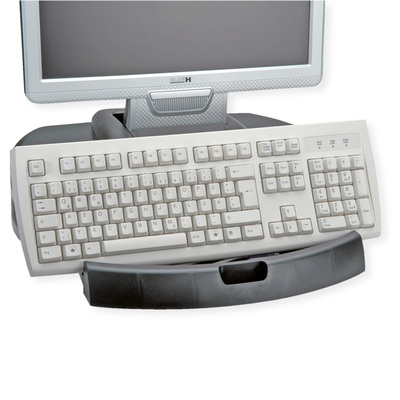 Stojan/podstavec na LCD monitor/notebook, čierny so zásobníkmi, TREND