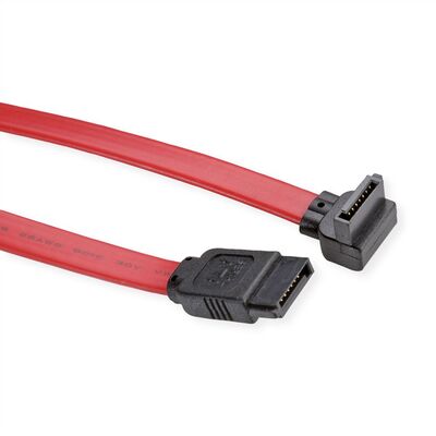 Kábel SATA III M/M 0.5m, zahnutý, 6 Gbit/s, červený
