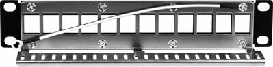 10" Patch panel 12port, Keystone, netienený, celokovový, 1U, čierny, neosadený 