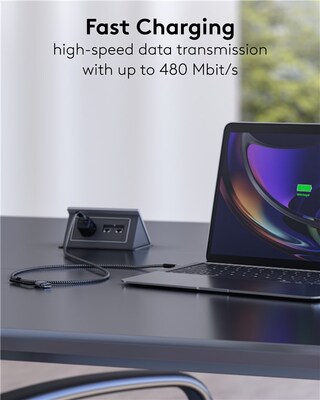 Kábel USB 2.0 CM/CM + Redukcia na USB A, 3m, High Speed, PD 60w 20V3A, čierny