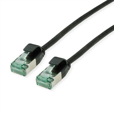 U/FTP Patchkábel TPE 0.3m cat.6a, čierny, slim, Cu, Flex Cable, Roline Recycled Material