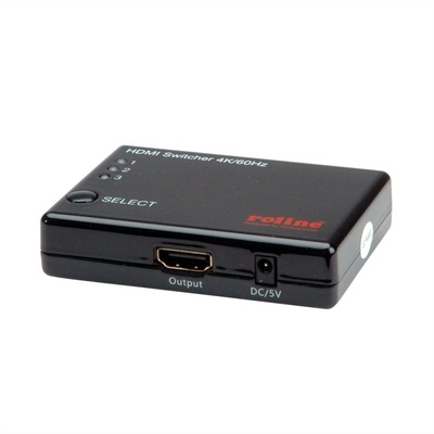 Video selektor/switch HDMI 3IN/1OUT prepínanie cez IR diaľ. ovládanie + tlačidl. UHD TOP