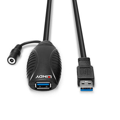 Kábel USB 3.2 Gen 1, A-A M/F 10m, 5Gbps, predlžovací, čierny, aktívny
