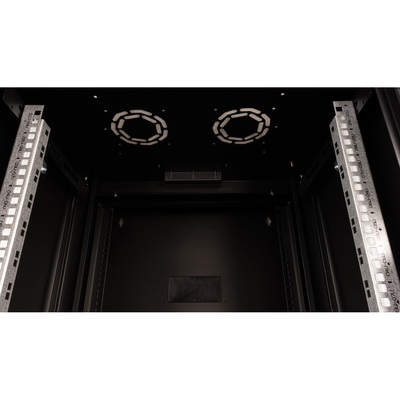 19" Rack na stenu 9U, čierny, 505x600x600mm (HxWxD), RAL9005, PRO, otočný (2-dielny)