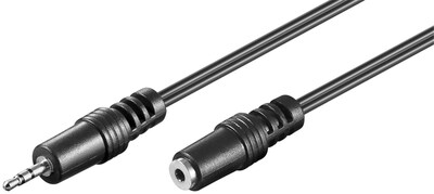 Kábel 2.5mm stereo jack M/F predlžovací 2m, čierny, CCS