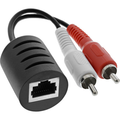 Predĺženie Audio 2x Cinch / jack 3.5mm cez TP do 50m, 10cm kábel