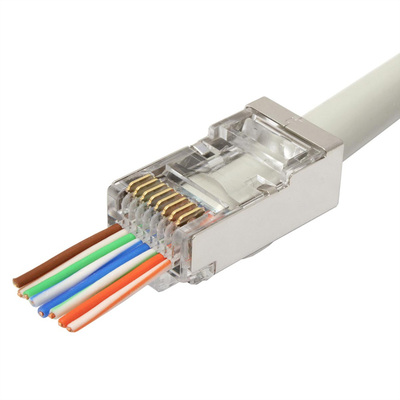 Konektor 8/8 RJ45 cat.6a, Easy-Pass-Through, tienený, na drôt aj lanko, AWG 24-26, 10ks/bal