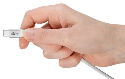 Kábel USB 2.0 Typ C CM/CM 0.5m, High Speed, Power Delivery 60w 20V3A, textilný oplet, biely