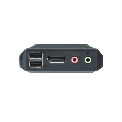 KVM switch/prepínač 2PC, DisplayPort 1.2, USB, audio, 1.2m káble, 4096x2160@30Hz, prepínanie tlačidl