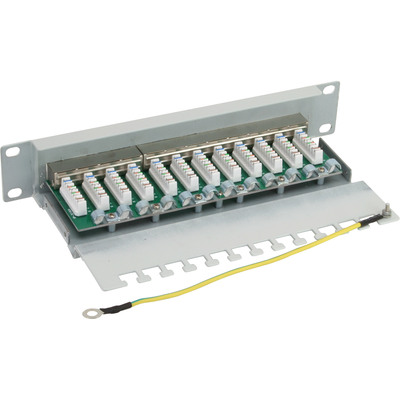 10" Patch panel 12port cat.6, tienený s uzemnením, celokovový, 1U, sivý