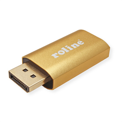Adaptér DisplayPort/HDMI M/F, 4K@60Hz (DP 1.2a, HDMI 2.0), 18G, aktívny, priamy, zlatý