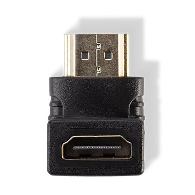 Uhlový adaptér HDMI M/F 90°, smerom dole, 4K@60Hz, čierny, pozl. kon.