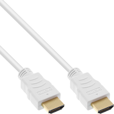 Kábel HDMI M/M 3m, High Speed+Eth, 4K@60Hz, HDMI 2.0, 18G, pozl. konektor, biely