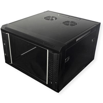 19" Rack na stenu 6U, čierny, 368x600x600mm (HxWxD), odnímateľné bočnice