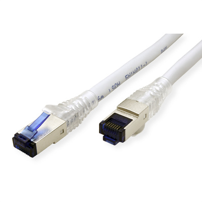S/FTP (PiMF) Patchkábel LSOH 50m drôt cat.6a, AWG23, 500MHz, 10GBase-T, sivý, meď, s koncovkami RJ45