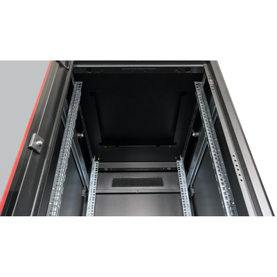 19" Rack na podlahu 32U, 1609x600x800mm (HxWxD), PRO, sklenené dvere, čierny