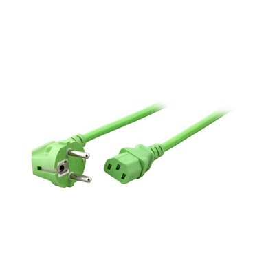 Kábel sieťový 230V, vidlica (CEE7/7) lomená - C13, 1.8m, 0.75mm², 10A, zelený