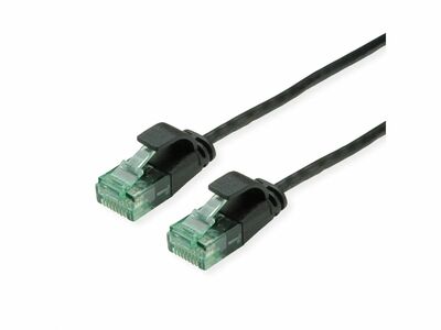 UTP Patchkábel LSOH TPE 1m cat.6a, čierny, slim, Cu, Flex Cable, Roline Recycled Material