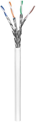 S/FTP (PiMF) lanko PVC 100m cat.6, AWG26, 250Mhz, 1000Base-T, biely, pomedený