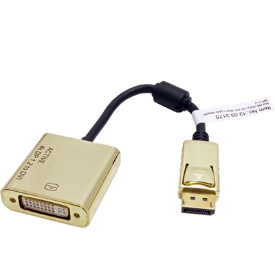 Adaptér DisplayPort/DVI M/F 15cm kábel biely AKTÍVNY - DP ver. 1.2 GOLD
