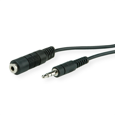 Kábel 3.5mm stereo jack M/F predlžovací 5m, čierny