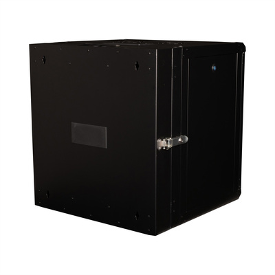 19" Rack na stenu 12U, čierny, 640x600x600mm (HxWxD), RAL9005, PRO, otočný (2-dielny)