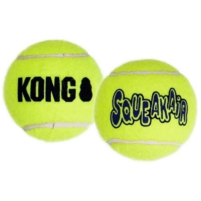 Hračka Kong Dog SqueakAir - tenisová lopta, pískacia, 6cm, vulkanizovaná guma, M, 3ks/bal