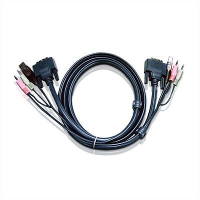 Sada káblov pre KVM, DVI-D, USB A-B, Audio 1.8m Dual Link