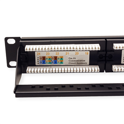 19" Patch panel 24port cat.6a, netienený, 1U, čierny