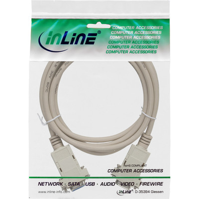 Kábel linkový 9pin F/F 10m, null modem, prepojovací, sivý