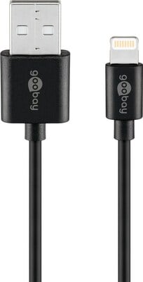 Nabíjačka USB 230V 2port, 2xUSB A, 2.4A, 12W, kábel USB AM/lightning 1m v balení, čierna