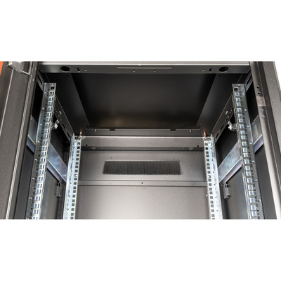 19" Rack na podlahu 32U, 1609x600x600mm (HxWxD), PRO, sklenené dvere, čierny