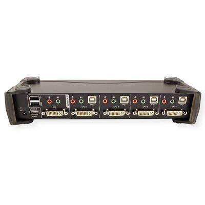 KVM switch/prepínač 4PC, DVI-I Dual Link, USB, USB hub, audio