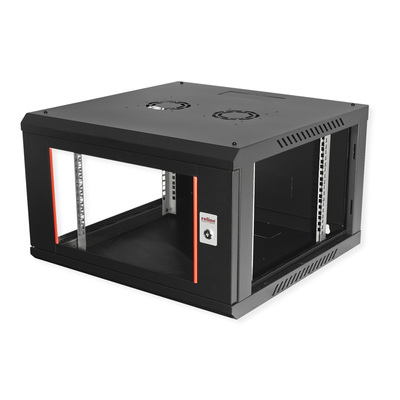 19" Rack na stenu 6U, čierny, 379x600x600mm (HxWxD), odnímateľné bočnice