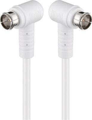 Kábel satelitný, koax F-konektor QUICK M/M 5m, 75 Ohm, 80dB, 2x tienený, CCS, biely, 2x90°