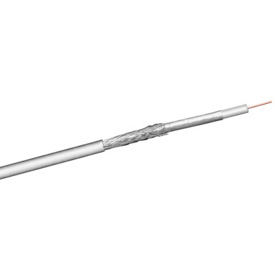 Kábel koax. návin 100m, RG59, 75 Ohm, 2x tienený, 100 dB, 6.8mm, Cu, biely