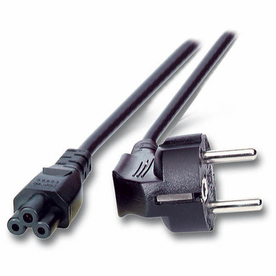 Kábel sieťový 230V pre notebook, vidlica (CEE7/7) lomená - C5, 3m, 1.00mm², 2.5A, čierny