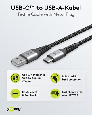 Kábel USB 2.0 Typ C AM/CM 0.5m, High Speed, Power Delivery 60w 20V3A, čierny/sivý