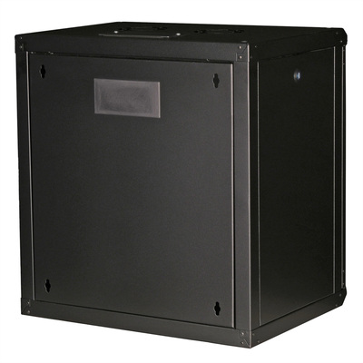 19" Rack na stenu 12U, čierny, 640x600x450mm (HxWxD), RAL9005, PRO, odnímateľné bočnice