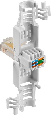 Konektor 8/8 RJ45 cat.5e, netienený, biely, beznástrojový (toolless)