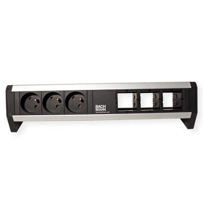 DESK 3xUTE 230V, 3xCustom, GST18 IN/OUT, hliník/čierny