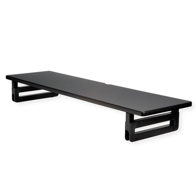 Stojan/podstavec na notebook/monitor, výškovo nastaviteľný, XL, drevený, čierny