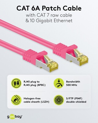 S/FTP (PiMF) Patchkábel LSOH 5m cat.7, magenta, Cu