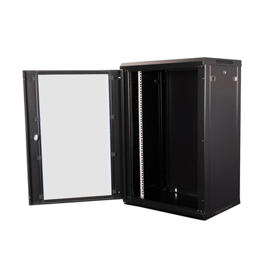 19" Rack na stenu 18U, čierny, 912x600x450 mm (HxWxD), odnímateľné bočnice