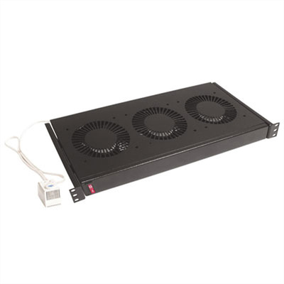 19" Ventilačná jednotka, 2 vetráky, 1Us termostatom, čierna