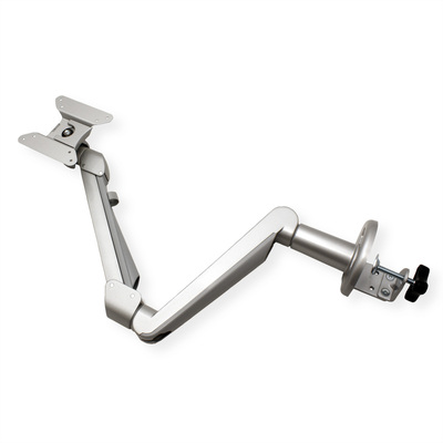 Držiak pre monitor na stôl, úchyt o dosku, pneumatický, max 8kg, rameno 486mm VESA 75/100 strieborný