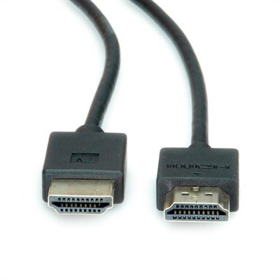 Kábel HDMI M/M 1.5m, Ultra High Speed+Eth, 4K@60Hz, HDMI 2.0, G, čierny, jednosmerný, Aktívny, Slim