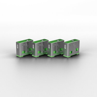 USB Port Blocker, 1x kľúč, 4x zámok USB-A, zelený